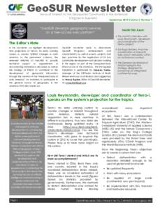 GeoSUR Newsletter News of Interest to the Geospatial Community in the Americas (Original in Spanish) September 2015 Volume 2, Number 9