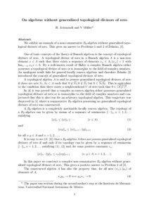 On algebras without generalized topological divisors of zero H. Arizmendi and V M¨ uller*