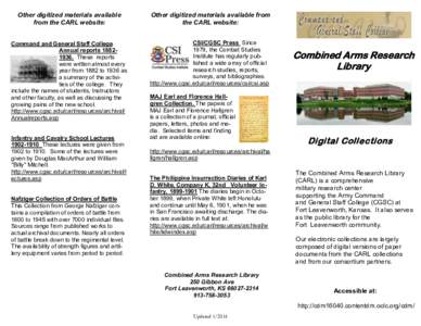 Other digitized materials available from the CARL website: Other digitized materials available from the CARL website:
