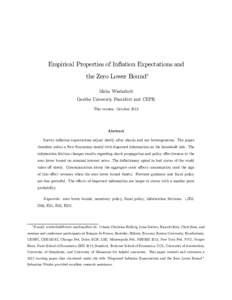 Empirical Properties of Inflation Expectations and the Zero Lower Bound∗ Mirko Wiederholt Goethe University Frankfurt and CEPR This version: October 2015