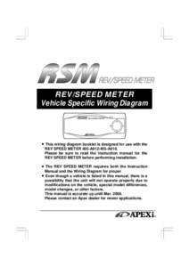 REV/SPEED METER Vehicle Specific Wiring Diagram ●This wiring diagram booklet is designed for use with the REV SPEED METER 405-A912/405-A916. Please be sure to read the instruction manual for the