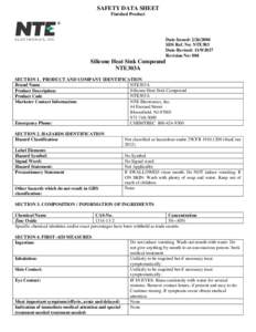 SAFETY DATA SHEET Finished Product Date-Issued: SDS Ref. No: NTE303 Date-Revised: 