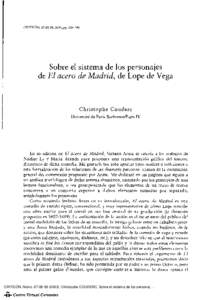 Sobre el sistema de los personajes de «El acero de Madrid», de Lope de Vega