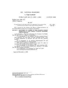 XIII.  NATIONAL SEASHORES 1. Cape Lookout  PUBLIC LAW 109–117—DEC. 1, 2005
