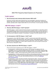 AMA PRA Frequently Asked Questions for Physicians