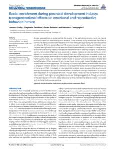 ORIGINAL RESEARCH ARTICLE published: 15 September 2009 doi: neuroBEHAVIORAL NEUROSCIENCE