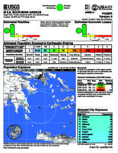 Green Alert Earthquake Shaking M 5.8, SOUTHERN GREECE