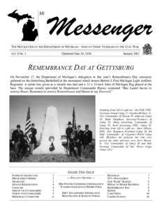 Mi  THE NEWSLETTER OF THE DEPARTMENT OF MICHIGAN ~ SONS OF UNION VETERANS OF THE CIVIL WAR Chartered June 24, 1884  Vol. X No. 3