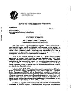 FEDERAL ELECTION COMMISSION WASHINGTON, D.C[removed]BEFORE THE FEDERAL ELECTION COMMISSION  IM