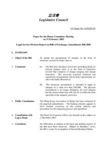 立法會 Legislative Council LC Paper No. LS52[removed]Paper for the House Committee Meeting on 21 February 2003