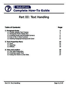 Complete How-To Guide Part III: Text Handling Table of Contents  Page