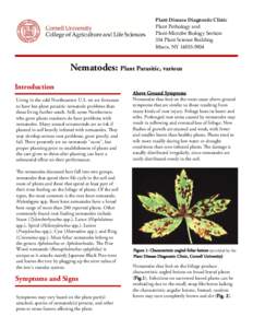 Plant Disease Diagnostic Clinic   Plant Pathology and  Plant‐Microbe Biology Section  334 Plant Science Building  Ithaca, NY 14853‐5904 
