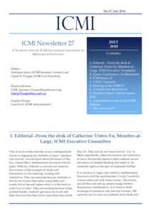 ICMI ICMI Newsletter 27 A Newsletter from the ICMI-International Commission on Mathematical Instruction  Editors: