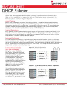 Feature Sheet - DHCP Failover