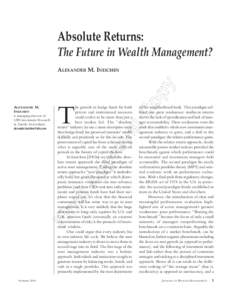 Absolute Returns: The Future in Wealth Management? pp  na