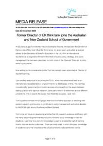 Government / Allan Fels / Demos / Think tank / Public administration / Management / Politics / Glyn Davis / Gary Sturgess / Australia and New Zealand School of Government / Education in New Zealand / Tom Bentley