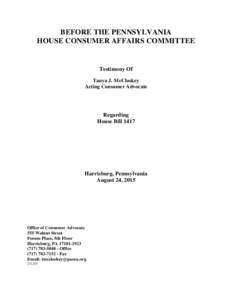 House Consumer Affairs Committe Testimony of OCA, ).DOC