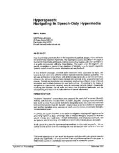 Hyperspeech: Navigating in Speech-Only Barry Hypermedia