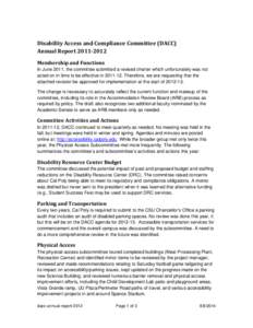 Disability Access and Compliance Committee (DACC) Annual Report[removed]