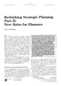 Rethinking Strategic Planning Part II: New Roles for Planners Henry Mintzberg  T