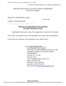 Filing # Electronically Filed:43:31 PM RECEIVED, :48:40, John A. Tomasino, Clerk, Supreme Court BEFORE THE JUDICIAL QUALIFICATIONS COMMISSION STATE OF FLORIDA