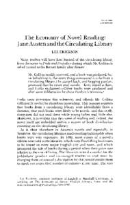 The Economy of Novel Reading: Jane Austen and the Circulating Library