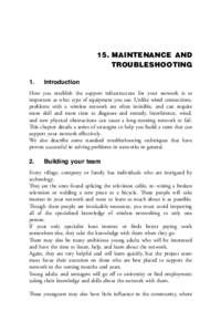 15. MAINTENANCE AND TROUBLESHOOTING 1. Introduction