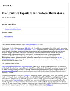 U.S. Crude Oil Exports to International Destinations