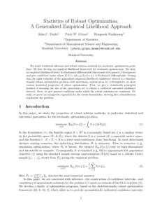 Statistics of Robust Optimization: A Generalized Empirical Likelihood Approach John C. Duchi1 Peter W. Glynn2