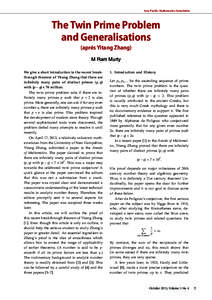 Asia Pacific Mathematics Newsletter 1 The TheTwin TwinPrime
