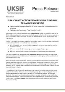 Press Release 25 March 2014 Press release  PUBLIC WANT ACTION FROM PENSION FUNDS ON