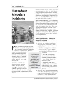 ARE YOU READY?  Hazardous Materials Incidents