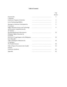 Table of Contents  Page Number  Foreword by