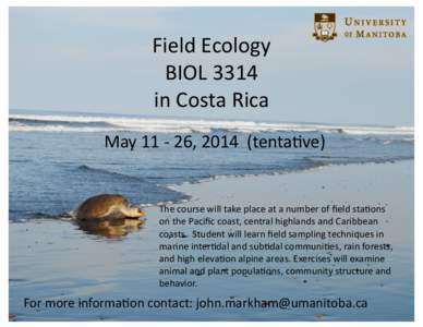 Field Ecology BIOL 3314 in Costa Rica