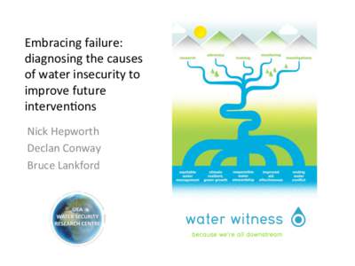 Embracing	
  failure:	
   diagnosing	
  the	
  causes	
   of	
  water	
  insecurity	
  to	
   improve	
  future	
   interven9ons