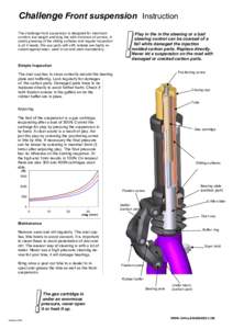 Challenge Front suspension Instruction The challenge front suspension is designed for maximum comfort, low weight and long live with minimum of service. A yearly greasing of the sliding surfaces and regular inspection is