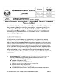 Montana Operations Manual Appendix Issuing Authority  Category