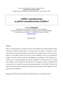 Rumpala - Additive manufacturing as global remanufacturing of politics