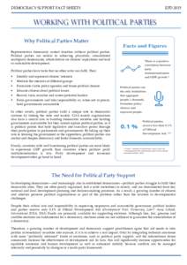 DEMOCRACY SUPPORT FACT SHEETS  EPD 2015 WORKING WITH POLITICAL PARTIES Why Political Parties Matter
