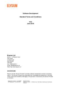 Software Development Standard Terms and Conditions V2.0 June 2016