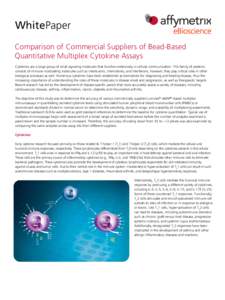 WhitePaper Comparison of Commercial Suppliers of Bead-Based Quantitative Multiplex Cytokine Assays Cytokines are a large group of small signaling molecules that function extensively in cellular communication. This family