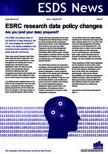 ESDS News www.esds.ac.uk June - August[removed]Issue 6