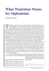 What Waziristan Means for Afghanistan by Andrew M. Roe T