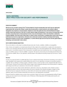 WHITE PAPER  DATA CENTERS: BEST PRACTICES FOR SECURITY AND PERFORMANCE  EXECUTIVE SUMMARY