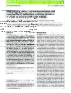 Plant, Cell and Environmentdoi: j02296.x Assessing the role of root plasma membrane and tonoplast Na+/H+ exchangers in salinity tolerance