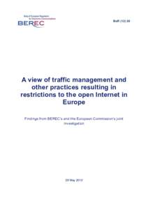 BoRA view of traffic management and other practices resulting in restrictions to the open Internet in Europe