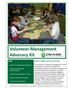 Volunteer Management Advocacy Kit Inside   Commit to professional development