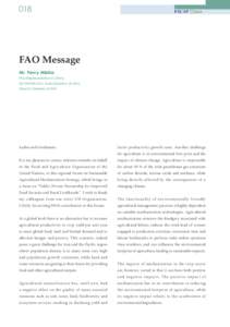 018  FAO Message Mr. Percy Misika FAO Representative in China On behalf of Dr. José Graziano da Silva