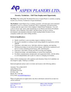 Forestry Jobs in Canada - Aspen Planers Ltd.