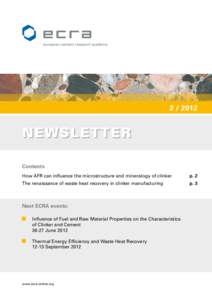 NEWSLETTER NE WSLE TTER Contents How AFR can influence the microstructure and mineralogy of clinker